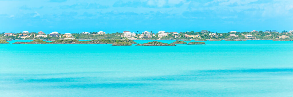 Rental villas at Chalk Sound National Park.