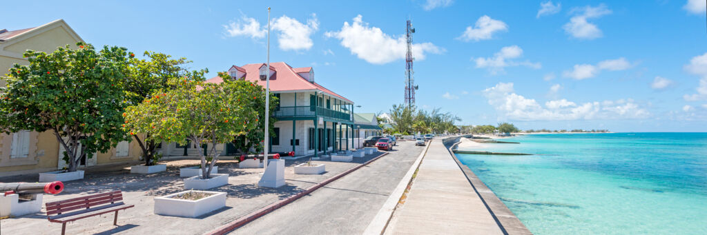Front Street and the beach at Cockburn Town on Grand Turk