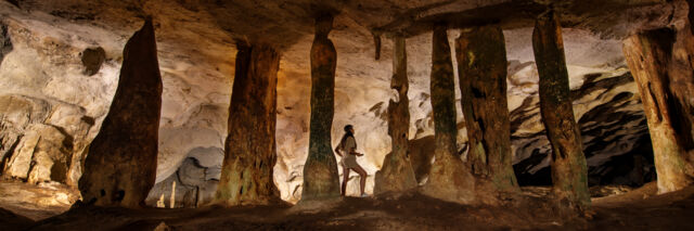 Columns in Conch Bar Caves