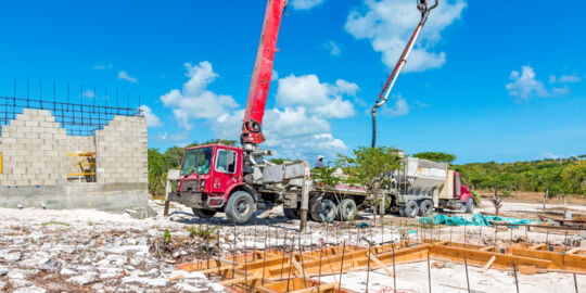 Concrete pump and truck in the Turks and Caicos