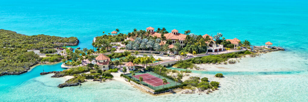 Aerial view of Emerald Cay Estate in the Turks and Caicos