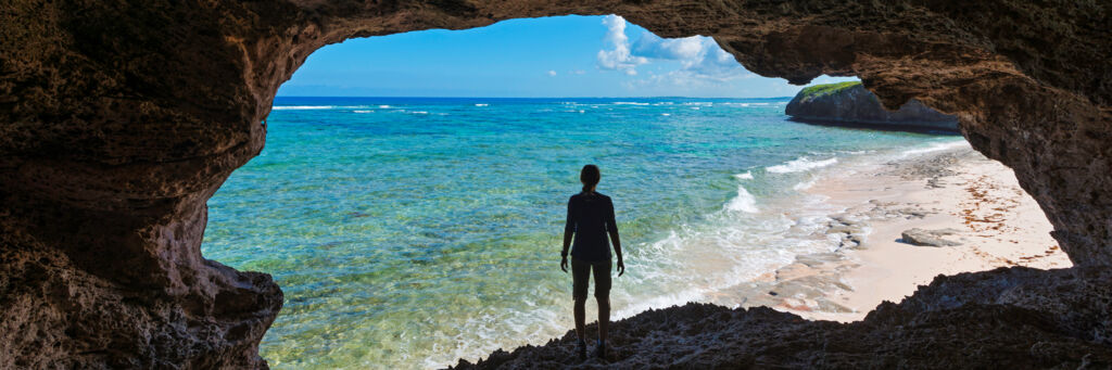 Oceanfront cave on remote cay in the Turks and Caicos