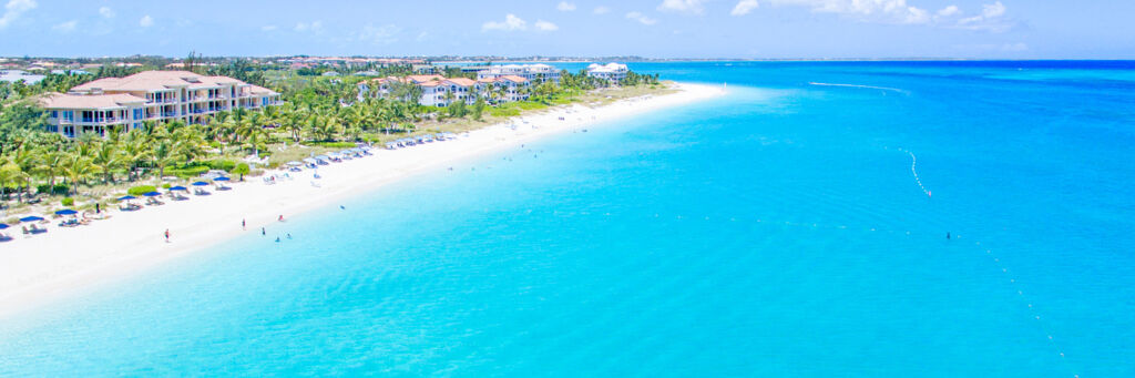 Quiet beach and luxury resorts on Grace Bay