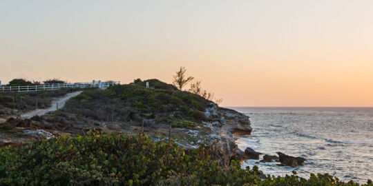 The Grand Turk Lighthouse and cliffs at sunset