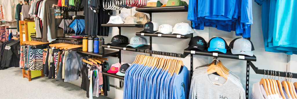 Interior of the H2O waters ports shop in the Turks and Caicos