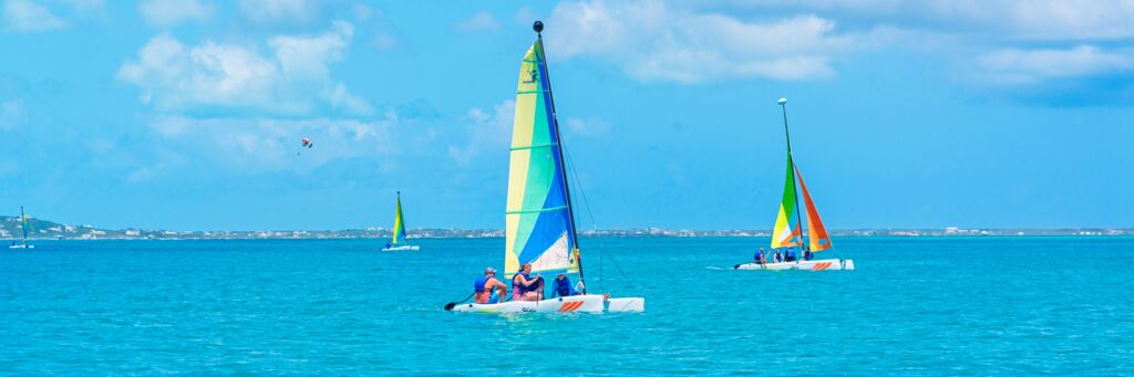 Small sailboats in Grace Bay, Turks and Caicos.