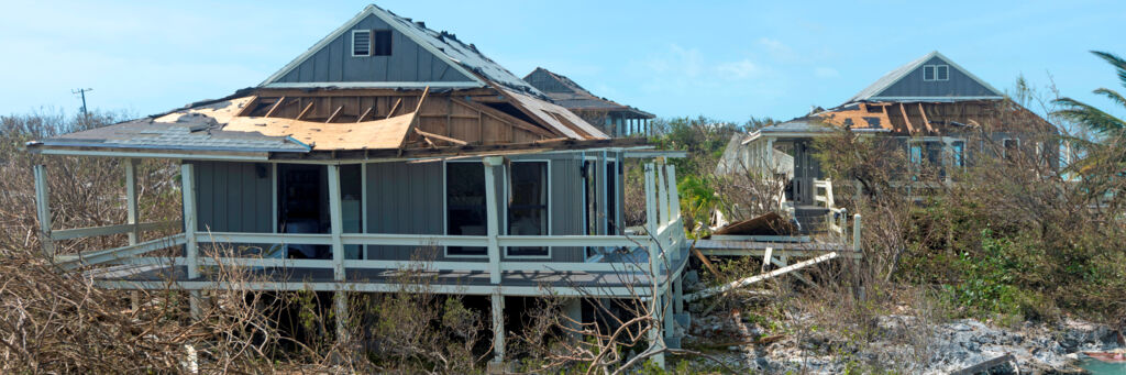Homes destroyed by Hurricane Irma at Chalk Sound in the Turks and Caicos