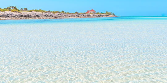 Shallow water and sand bar at Horsestable Beach on North Caicos