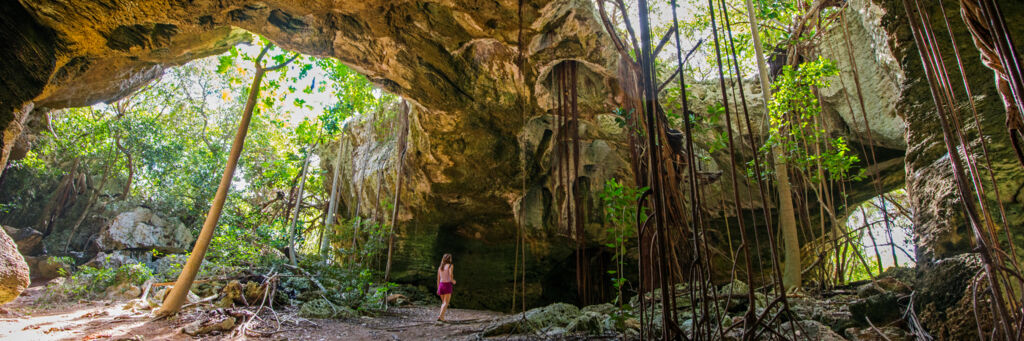 The open gallery and skylights at Indian Cave on Middle Caicos