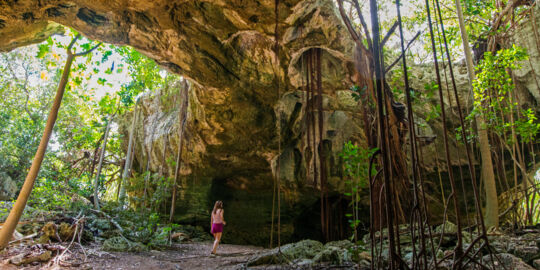 The open gallery and skylights at Indian Cave on Middle Caicos