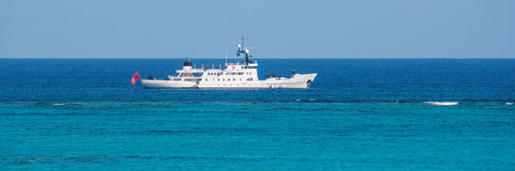 Mega yacht moored off of Grace Bay