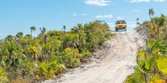Jeep on sandy trail on South Caicos