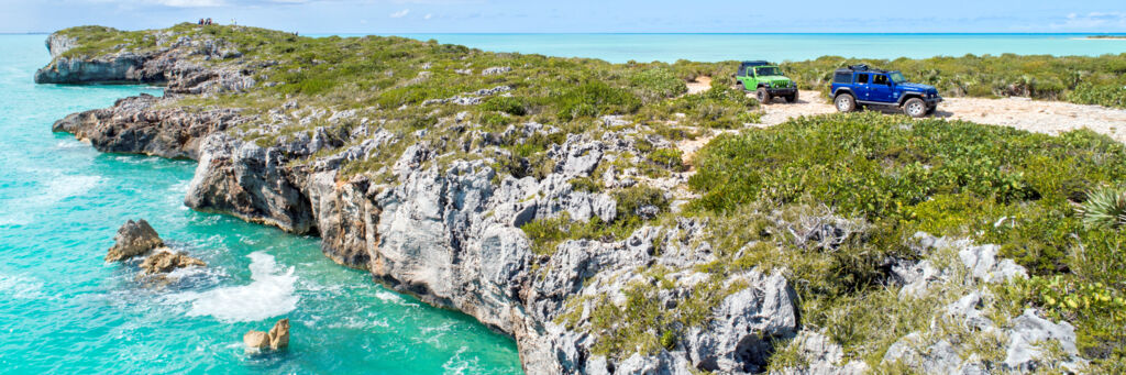 Jeep Wranglers off road in the Turks and Caicos
