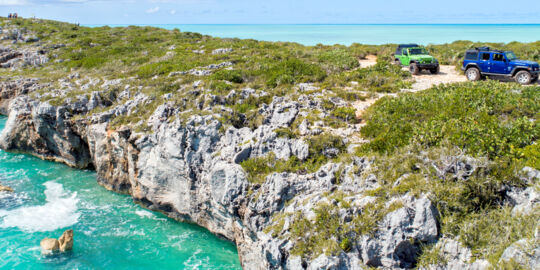 Jeep Wranglers off road in the Turks and Caicos