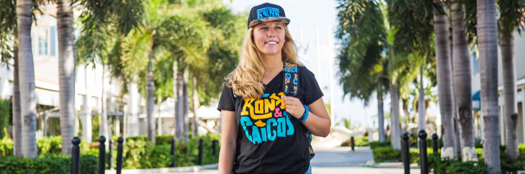 Model wearing Konk Apparel clothing in Grace Bay