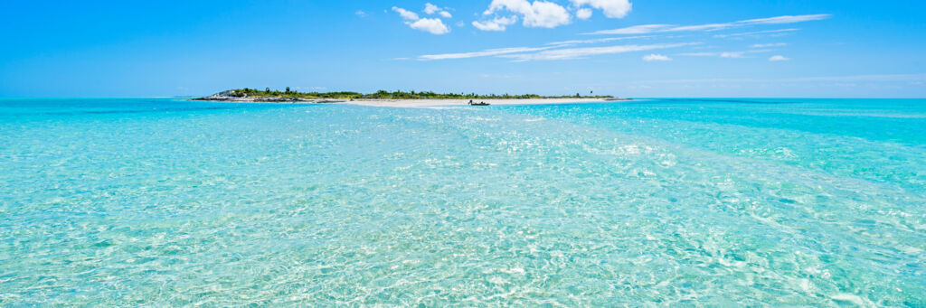 Small boat at Little Ambergris Cay in the Turks and Caicos