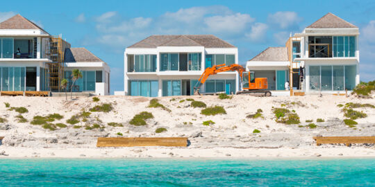 Beachfront luxury villa construction at Long Bay Beach