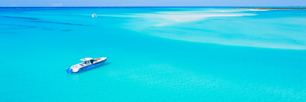 Windy yacht in the Caicos Cays