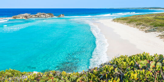 The amazing turquoise oceanand beach at Mudjin Harbour as seen from the top of the cave and cliffs