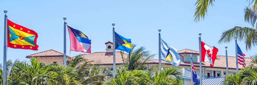 National flags flying in the Turks and Caicos