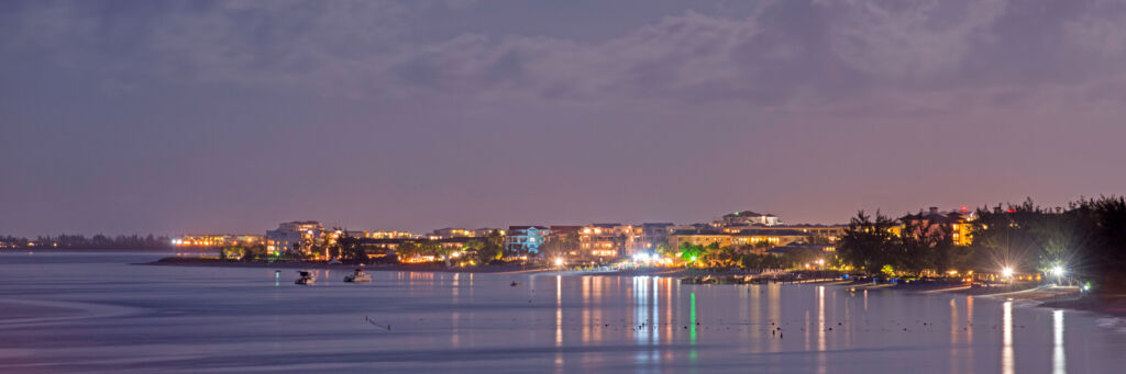 Grace Bay and resorts at night on Providenciales