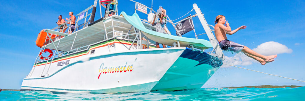 Boat with slide in the Turks and Caicos