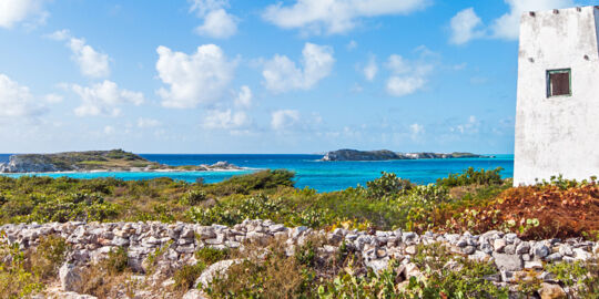 The old light tower at Tucker Hill on South Caicos overlooking Long Cay