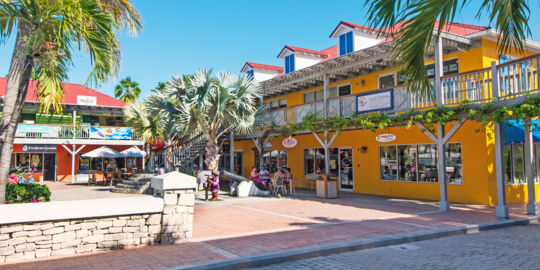 The courtyard at the Ports of Call shopping plaza in Grace Bay