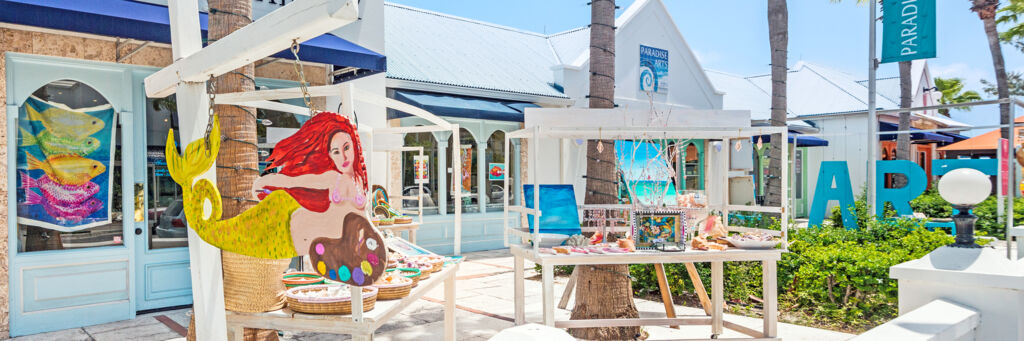 Outdoor artwork at the Saltmills Plaza in Grace Bay
