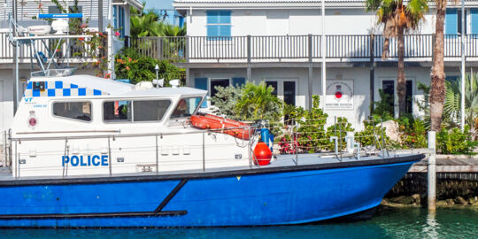 Royal Turks and Caicos Police patrol vessel at Caicos Marina