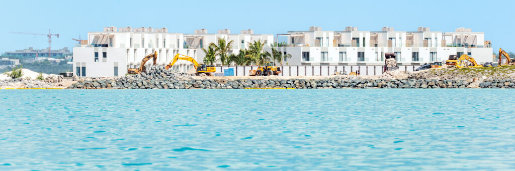 The South Bank construction site, as seen from the ocean