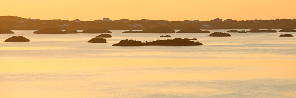 Sunset at Chalk Sound National Park in Turks and Caicos