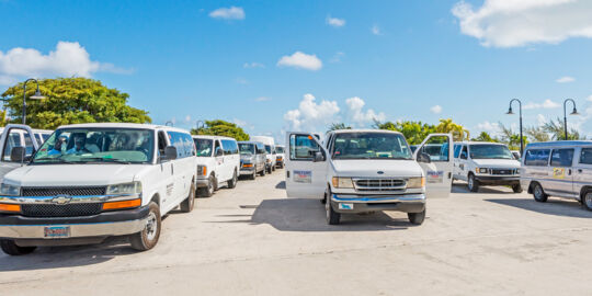 Taxi vans at the Grand Turk Cruise Center