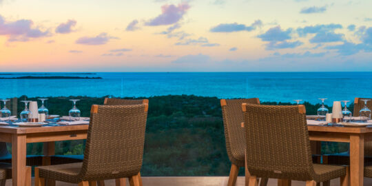 The view over Bell Sound lagoon at the Great House Restaurant