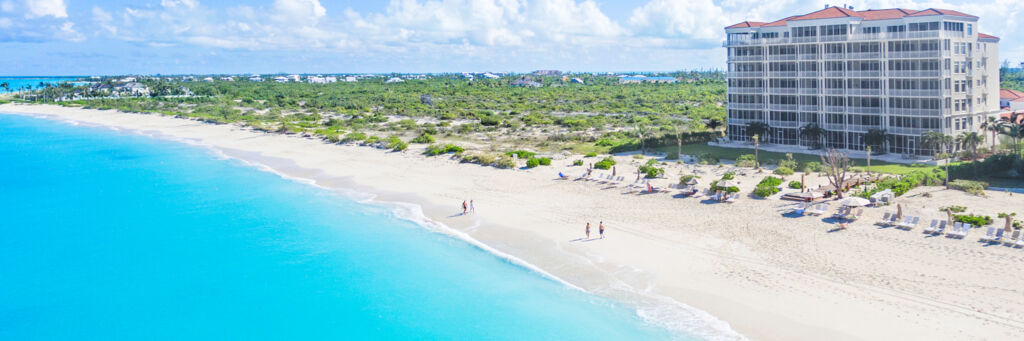 Aerial view of the Venetian Resort on Grace Bay Beach in the Turks and Caicos