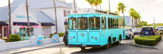 Turquoise trolley in Grace Bay, Providenciales. 