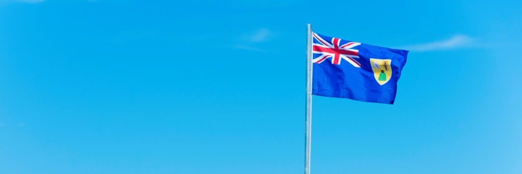 Turks and Caicos flag on a flag pole