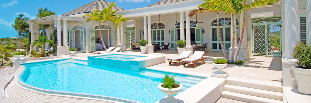 The pool at Villa Shambhala on Long Bay Beach