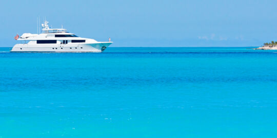 Luxury yacht at Leeward in the Turks and Caicos