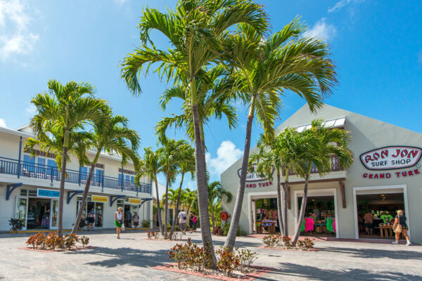 Gift and souvenir shops at the Grand Turk Cruise Center in the Turks and Caicos 