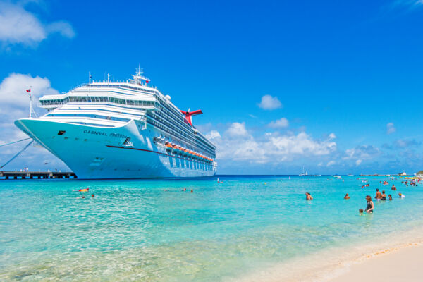 Cruise ship and the beach at the Grand Turk Cruise Center