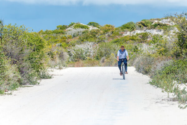 Cycling near Bell Sound on South Caicos