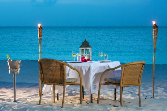 Private beachfront dinner for two on Grace Bay