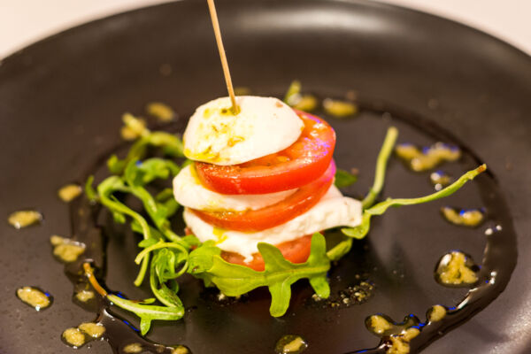 Tomato and cheese appetizer at BLU Restaurant at the East Bay Resort