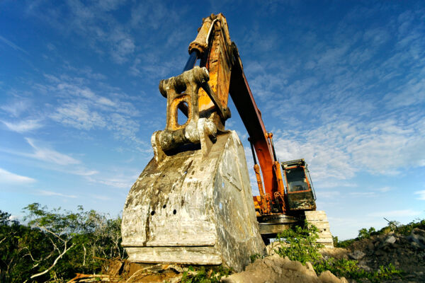 Excavator at a construction site in the Turtle Cove region of Providenciales