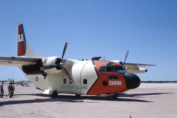 Vintage photo of a U.S. Coast Guard Fairchild C 123B Provider at the South Caicos Airport