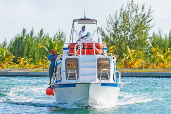 Passenger ferry entering Sandy Point Marina in the Turks and Caicos
