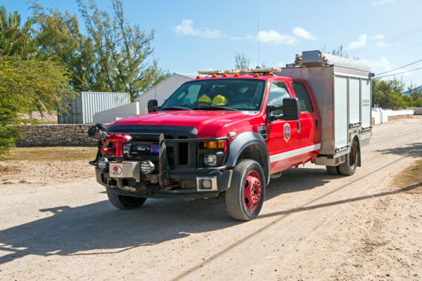 Small Ford firetruck at Balfour Town on Salt Cay