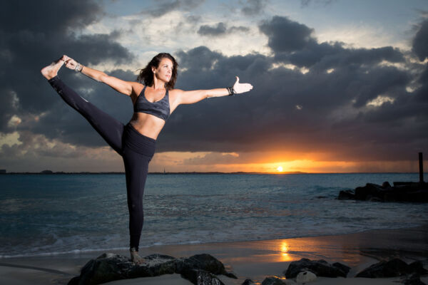 Fitness on Leeward Beach at sunset