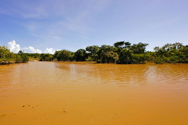 Rain floodwater in central Providenciales